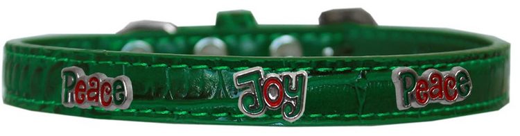 Peace and Joy Widget Croc Dog Collar Emerald Green Size 20